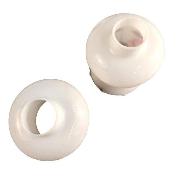 Vintage White Milk Glass Table Lamps With Pink Rose Floral Design & Brass Accent - Picture 8 of 16